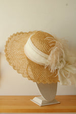 Vintage Elsie Massey Victorian Revival Touring Straw Brim Hat