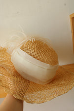 Vintage Elsie Massey Victorian Revival Touring Straw Brim Hat