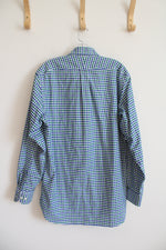 Lands' End Traditional Fit Blue Green & White Plaid Button Down Shirt | 15.5/34