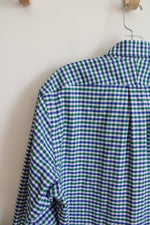 Lands' End Traditional Fit Blue Green & White Plaid Button Down Shirt | 15.5/34