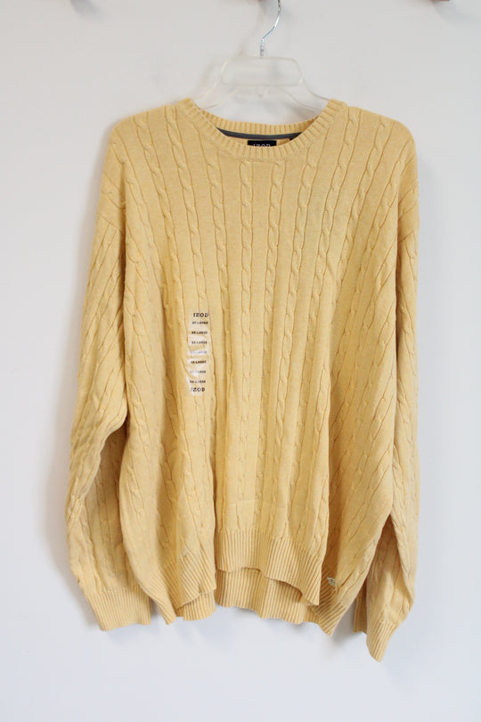 NEW Izod Light Butter Yellow Cable Knit Sweater | XXL