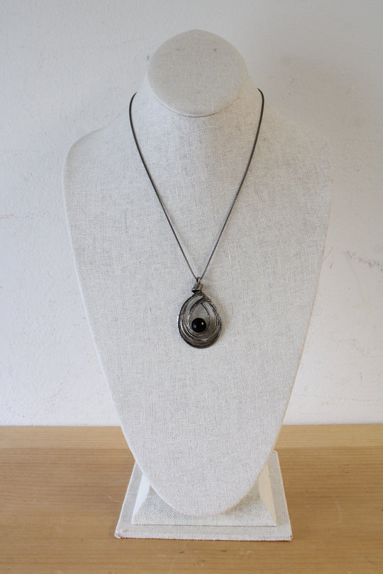Black Druzy Sterling Silver Necklace