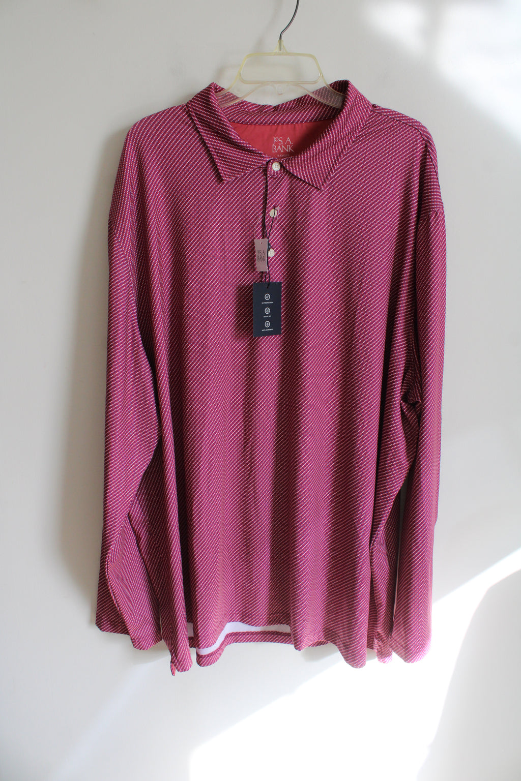 NEW Jos. A. Bank Traveler Magenta Dotted Collared Shirt | 3X