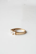 14K Yellow Gold Square Cut CZ Ring | Size 7