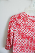 Talbots Pink & White Patterned 3/4 Sleeve Top | L