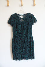 Banana Republic Emerald Green Lace Overlay Dress | 8