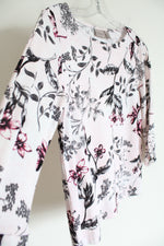 Chico's Easywear Light Pink Floral Knit Long Sleeved Top | 0 (SM)