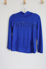 Adidas Cobalt Blue Lightweight Logo Hoodie | Youth XL (18/20)