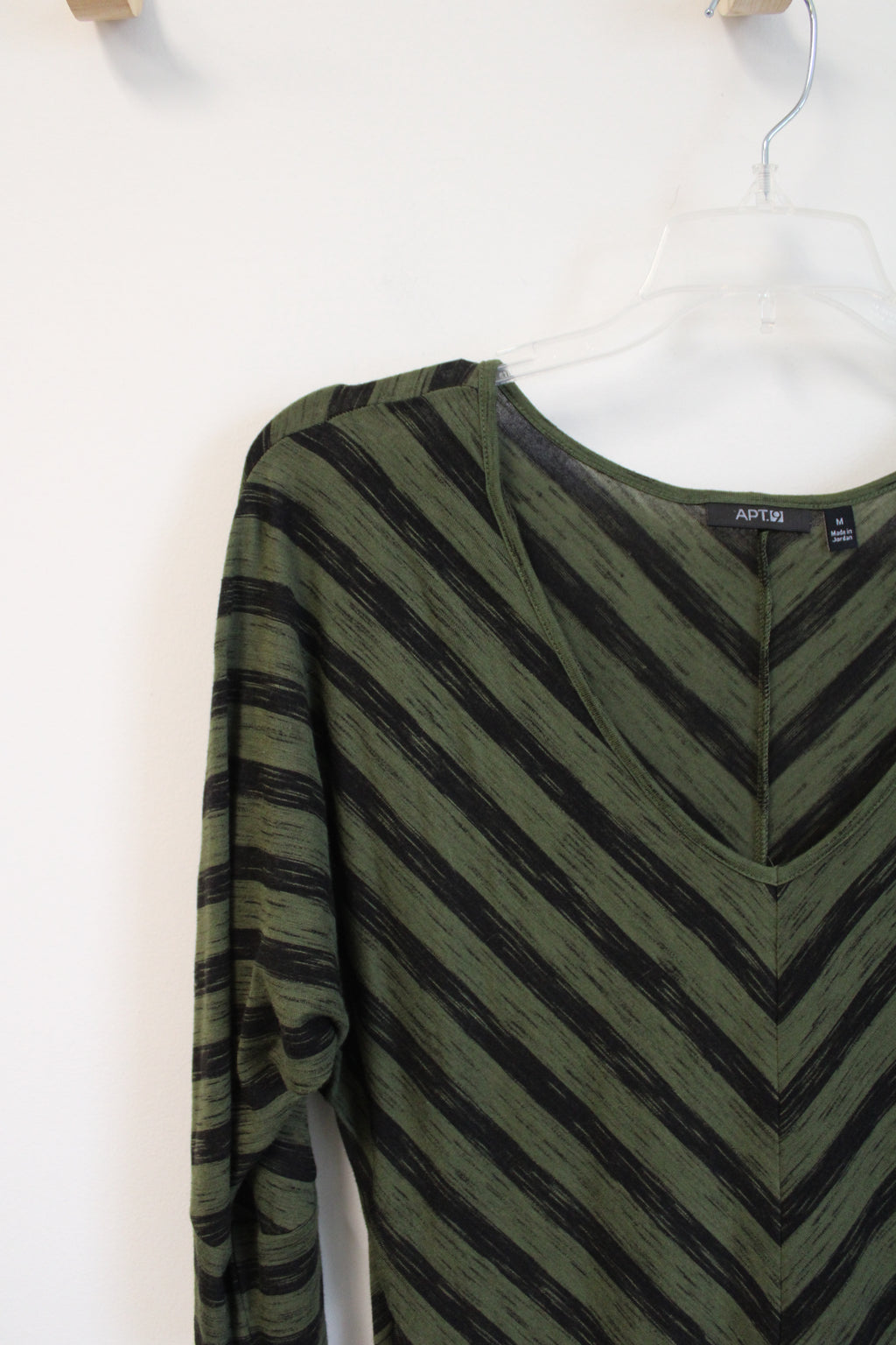 Apt. 9 Olive Green & Black Striped Top | M