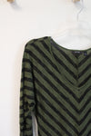 Apt. 9 Olive Green & Black Striped Top | M