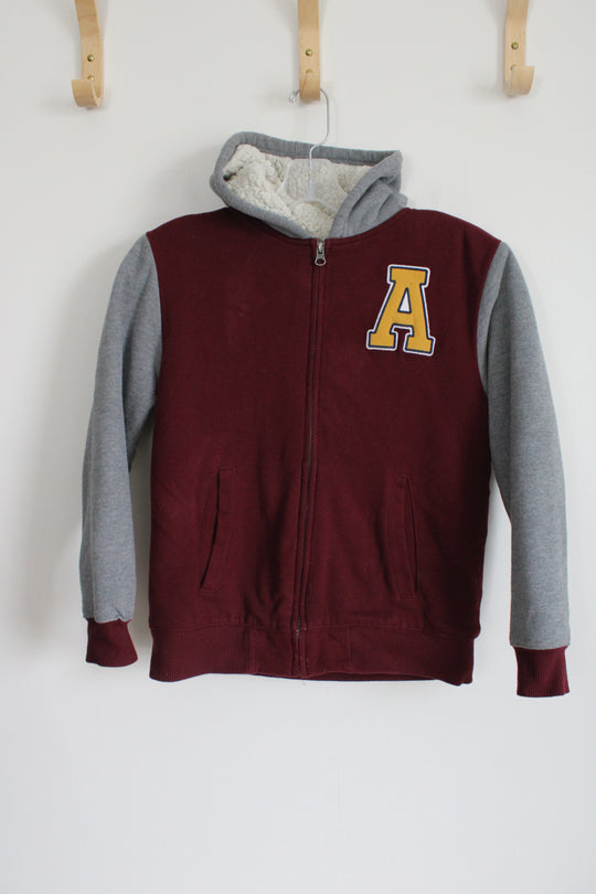 Children's Place Maroon Sherpa Lined Hoodie | Youth L (10/12)
