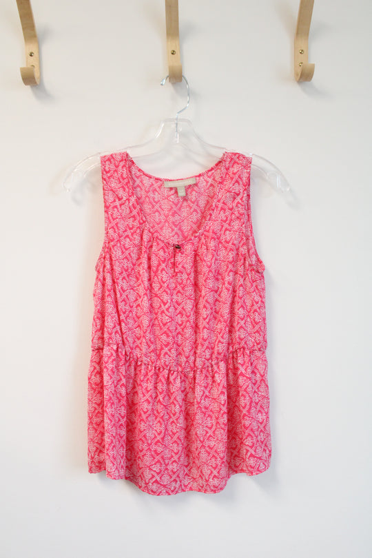 Banana Republic Hot Pink & White Patterned Tank | XS