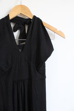 NEW Bebe Black Halter Neck Knit Maxi Dress | XS