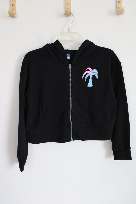 Old Navy Black Tropical Crop Hoodie | Youth XL (14/16)