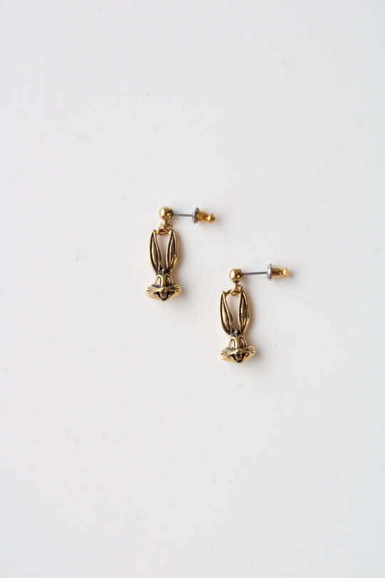 Warner Bugs Bunny Gold Finish Stud Dangle Earrings
