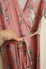 Maddie M Pink Floral Wrap Dress with Tie | S