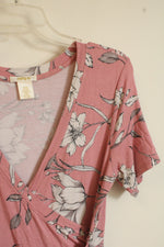 Maddie M Pink Floral Wrap Dress with Tie | S