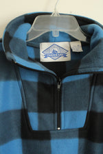 Trader Bay Blue and Black Fleece Bomber with Quarter Zip | M