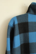 Trader Bay Blue and Black Fleece Bomber with Quarter Zip | M