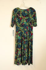 NEW London Times Blue Purple and Green Floral Print Dress with Side Tie | 8