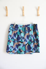 Chico's Zenergy Blue Teal & Brown Patterned Skort | 2 (12)