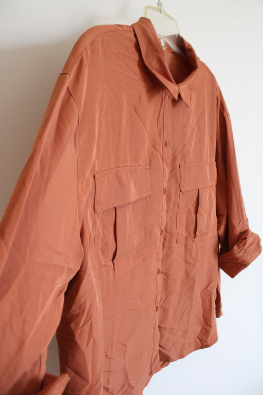 NEW Old Navy Orange Button Down Top | XL Petite