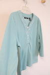 Speculation Light Blue 1/4 Button Down Top | M Petite
