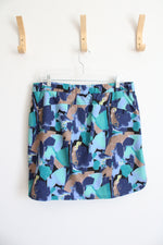 Chico's Zenergy Blue Teal & Brown Patterned Skort | 2 (12)