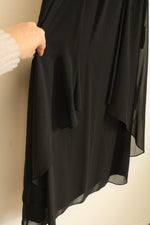 NEW SLNY Black Ruffle Dress with Cutouts and Pearl Bead Collar | 14
