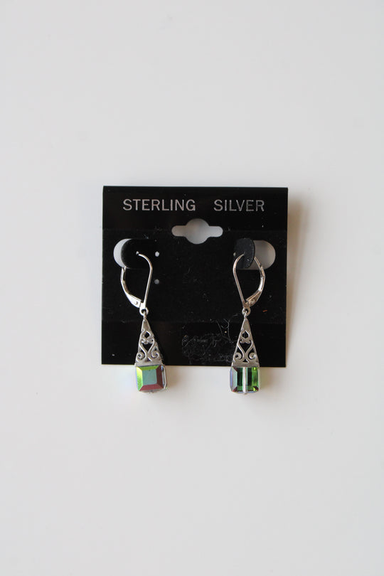 Multi-Color Crystal Sterling Silver Earrings