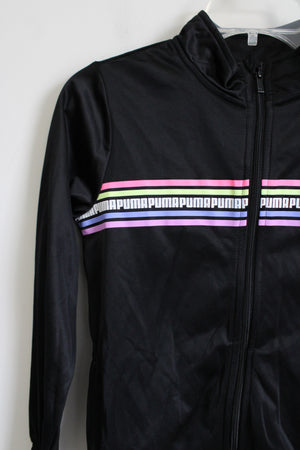Puma Black Rainbow Logo Fleece Lined Jacket | Youth L (12/14)