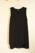 NEW SLNY Black Ruffle Dress with Cutouts and Pearl Bead Collar | 14
