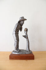 Michael Ricker Cowboy Shaving Pewter Statue