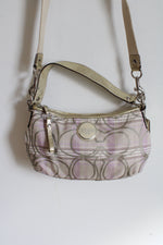 Coach Signature Spring Plaid Beige Lilac Gray Tartan Demi Crossbody Purse