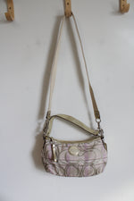 Coach Signature Spring Plaid Beige Lilac Gray Tartan Demi Crossbody Purse