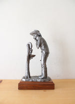 Michael Ricker Cowboy Shaving Pewter Statue