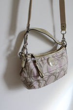 Coach Signature Spring Plaid Beige Lilac Gray Tartan Demi Crossbody Purse