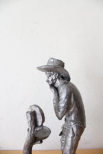 Michael Ricker Cowboy Shaving Pewter Statue