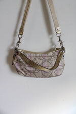 Coach Signature Spring Plaid Beige Lilac Gray Tartan Demi Crossbody Purse