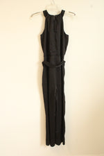 NEW Loft Black Satin Jumpsuit with Front Twist Cutout | 0