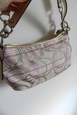 Coach Signature Spring Plaid Beige Lilac Gray Tartan Demi Crossbody Purse