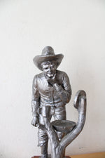 Michael Ricker Cowboy Shaving Pewter Statue