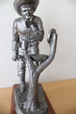 Michael Ricker Cowboy Shaving Pewter Statue