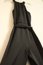NEW Loft Black Satin Jumpsuit with Front Twist Cutout | 0