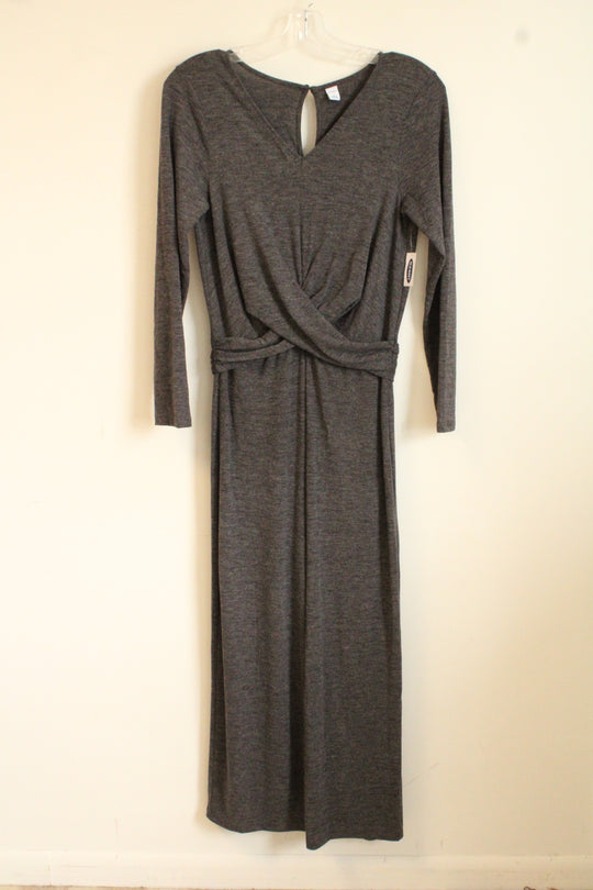 NEW Old Navy Gray Long Sleeve V-neck Wrap Jumpsuit | L