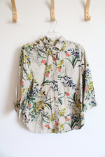 Chico's Tan Colorful Floral Button Down Top | 0 (4)