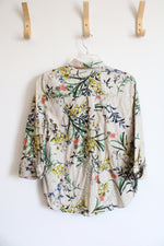 Chico's Tan Colorful Floral Button Down Top | 0 (4)