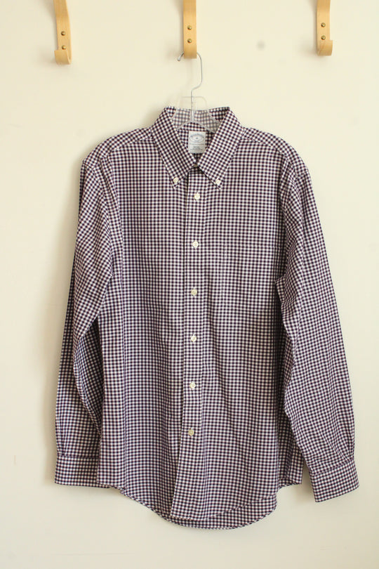 Brooks Brothers Maroon Plaid Button up Shirt | M
