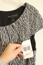 NEW Connected Apparel Black and White Printed Peplum Dress | 16
