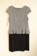NEW Connected Apparel Black and White Printed Peplum Dress | 16